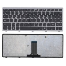 Клавиатура для ноутбука Lenovo IdeaPad Flex 14, G400S, G405S, G410S, N410, S410P, Z410 чёрная, с серой рамкой
