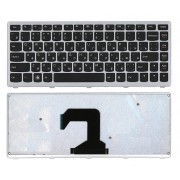 Клавиатура Lenovo IdeaPad U410, U410 Touch, 25-203680 чёрная, с серебристой рамкой