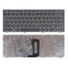 Клавиатура для ноутбука Lenovo IdeaPad Z450, Z460 чёрная, с серой рамкой