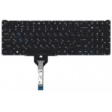 Клавиатура для ноутбука Acer Nitro 5 AN515, AN517 черная, с подсветкой (узкий шлейф, синие буквы)