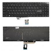 Клавиатура Asus VivoBook Pro 15 M6500, M6500I, M6500Q, M6500R, M6500X, 9Z.NJXBQ.001 черная, без рамки, с подсветкой